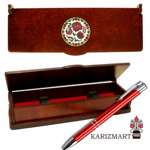 Tolltartó doboz golyóstollal egyedi felirattal kalocsai motívummal #IT02-07