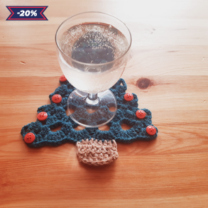 5 db horgolt karácsonyfa karácsonyi poháralátét, karácsonyfadíszek