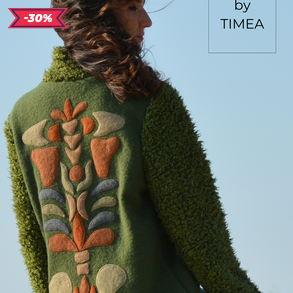 TIAME 2023-24 zöld hosszú bélelt télikabát 