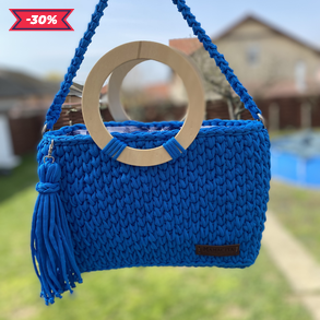 Marina horgolt nyári táska tengerkék színben