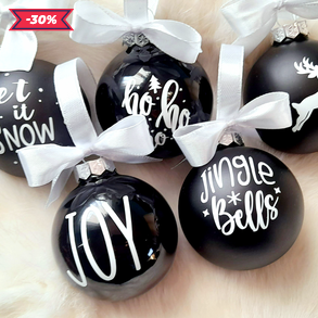 Karácsonyi mintás csodás fekete gömb szett