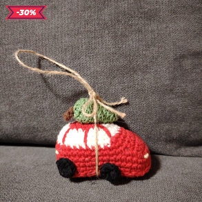 Horgolt karácsonyi autó 