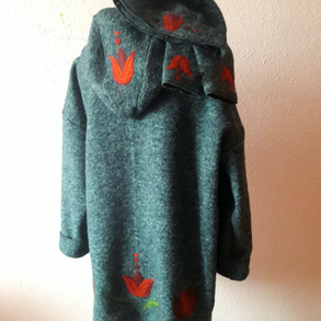 Tulipános kapucnis kabátka szett sapkával és kézmelegítővel