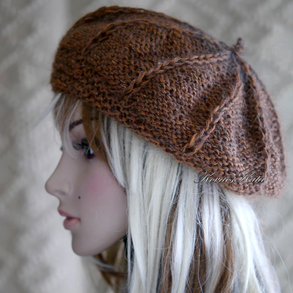 ALETTA / gold oak - kézzel kötött ITO bourette + silk-mohair svájci sapka, barett