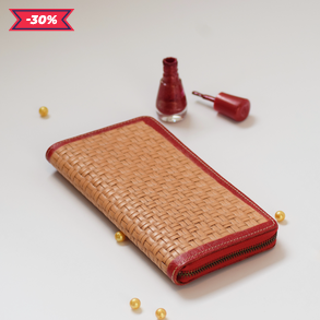 Női bőr pénztárca sorminta vésettel