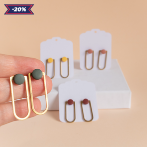 Pötty fülbevaló, Őszi Bedugós fülbevaló, Polimer süthető gyurma, Pasztell színek, Fülbevaló Arany Fityegővel, Ear Jacket