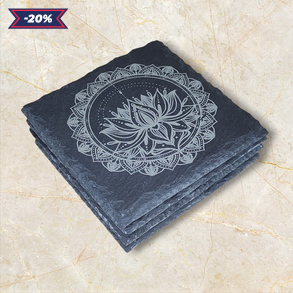 Gravírozott poháralátét szett lótuszvirág motívummal