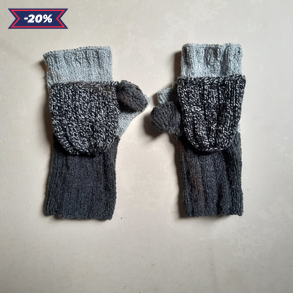  kötött férfi ujjatlan kesztyű felhajtórésszel 