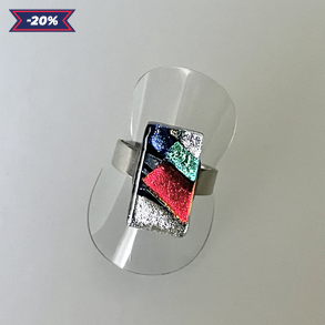 Több színben irizáló gyűrű, üvegékszer