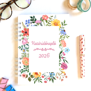 Virágmintás, egyedi borítós határidőnapló 2026