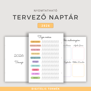 2026 Nyomtatható Éves Tervezőnaptár – Célokhoz, Hálanaplóval