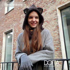 Füles sapka - balaklava barna színben - róka farkas sapka vastag, meleg gyapjús fonalból