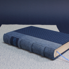 Napló / notesz - kék farmer és vászon - pöttyös