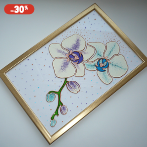 Orchideák - üvegre festett falikép, festmény