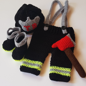 Horgolt tűzoltó baba szett 0-3 hó 3-6 hó