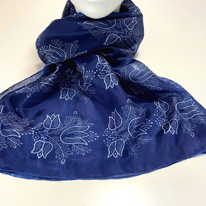 Hernyóselyem sál 180x40 cm eredeti kékfestő