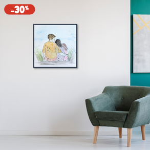 Egyedi családi festmény ajándékba szülőknek, családnak-eredeti festmény, kérhető saját felirattal, monogrammal, dátummal