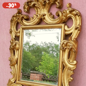 Barokk stílusú Florentin keretes robusztus tükör, egyedi korabeli darab