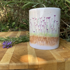 Bögre  lila növény mintával