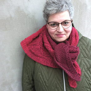 Kötött leveles vastag gyapjú vállkendő sál piros bordó