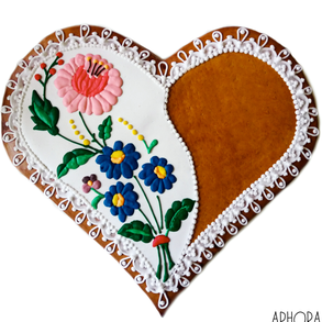 Mézeskalács nagy szív kalocsai mintával 1.