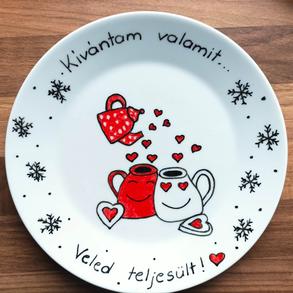 cuki karácsonyi egyedi festett tányér