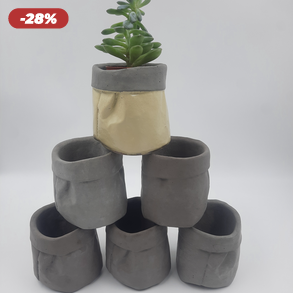 Antracit színű Gyűrött zsák alakú beton kaspó virágtartó 