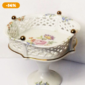 Áttört oldalú talpas festett porcelán cukorka kínáló Wallendorf  Németországból