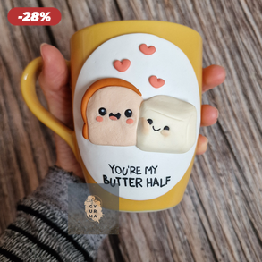 Kenyeres és vajas bögre szerelmes felirattal