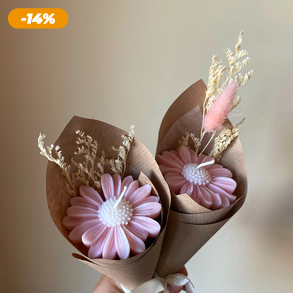 Gyertya margaréta mini csokor (szójagyertya) - kézműves ajándék NŐNAPRA vagy bármilyen alkalomra