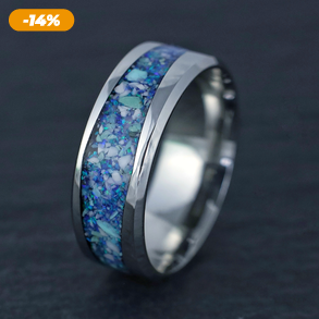 Nemesacél Gyűrű Türkiz, Magnezit Ásvánnyal És Lila Opállal. Vízálló, Karcálló, Anti-Allergén, Egyedi Megrendelésre!