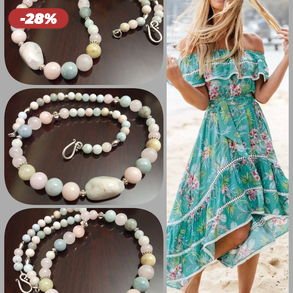 FÉLDRÁGAKŐ/ÁSVÁNY/ - gyöngysor, nyakék