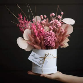 Szülőköszöntő szárazvirág box, virágbox, Anyák napjára, születésnapra