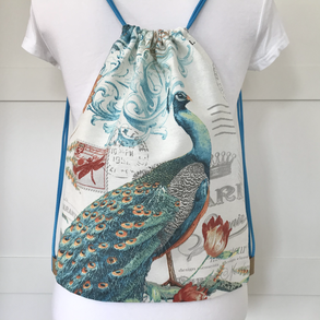 Páva mintás hátizsák - gymbag - tornazsák -  Artiroka design