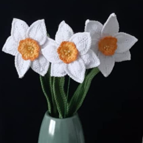 Horgolt nárcisz - 3 szál - Nők napjára, Anyák napjára