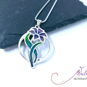  Flora - Liliom ezüst tűzzománc medál - lila