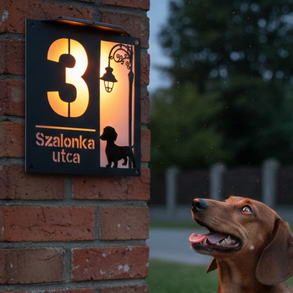Szolár Világító Házszámtábla -Választható kutyafajtával