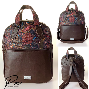 Barna orientális “RITA” 4 az 1-ben táska/hátizsák