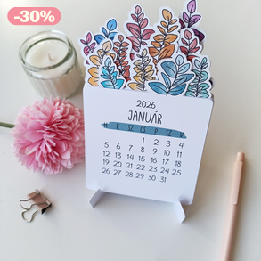 Asztali naptár viráglevél mintával - 2026