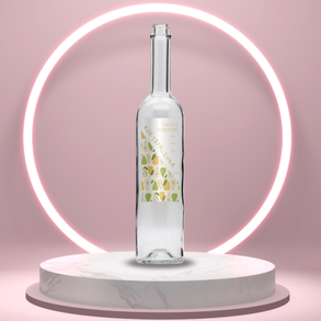 Körte pálinka - öntapadós üveg címke - zöld és sárga rajzolt körtékkel