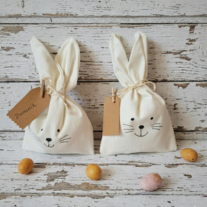 Névre szóló nyuszi szütyő pénzátadó, ajándéktáska húsvétra