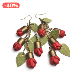 Ó, ha rózsabimbó lehetnék!-valódi bőr fülbevaló