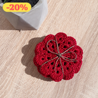 Horgolt poháralátét szett bordó színben 