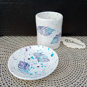 Színes toll mintás kerámia szett