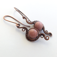 Réz és rodonit fülbevaló