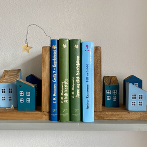 Lenkék, türkiz házikós csillagos könyvtámasz