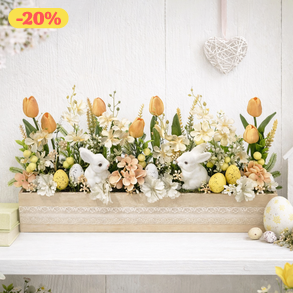 Nagy húsvéti virágláda asztaldísz