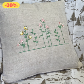 Vászon párnahuzat gépi hímzéssel