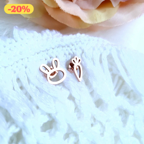 Nyuszi-répa asszimetrikus fülbevaló - ezüst/rosegold