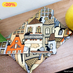 Öko szendvics-csomagolás (Cicás vízálló textilszalvéta)